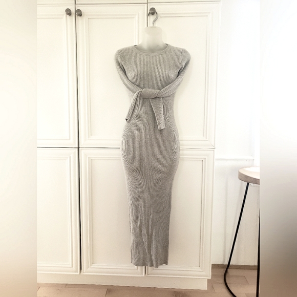 The group babaton streep dress bodycon Gray rib knit dress s-m - Picture 4 of 11